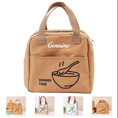 Durable Insulated Kraft Paper Lunch Tote Bag